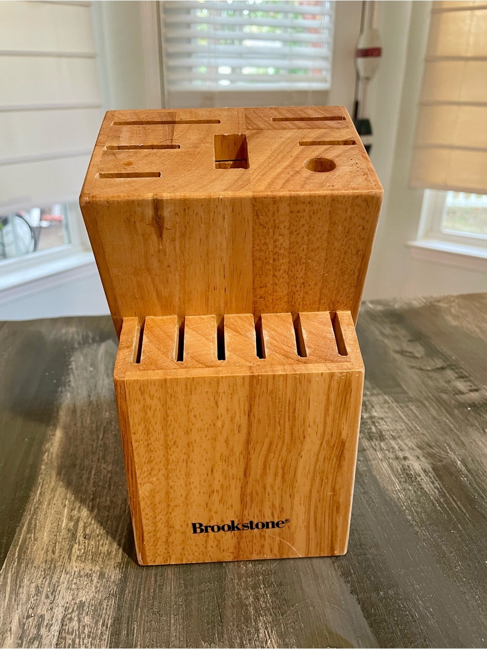 Brookstone Wooden Knife Block – Multi-Slot Countertop Knife & Utensil Storage
